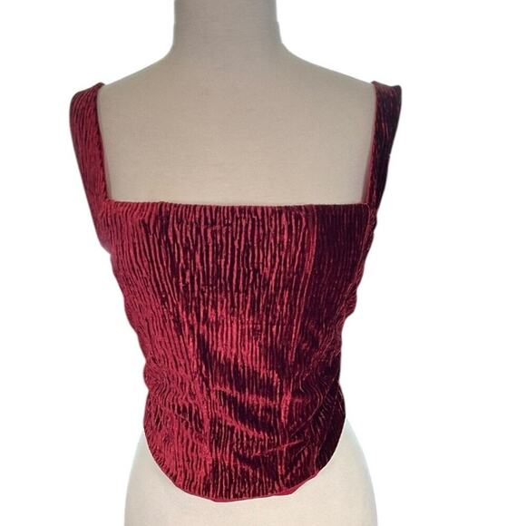 N By Naked Wardrobe Boned Plush Velvet Crop Tank In Wine Size XL NWT Zip Back - Picture 2 of 12
